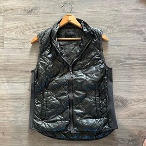 J. Crew Metallic Black Quilted Vest